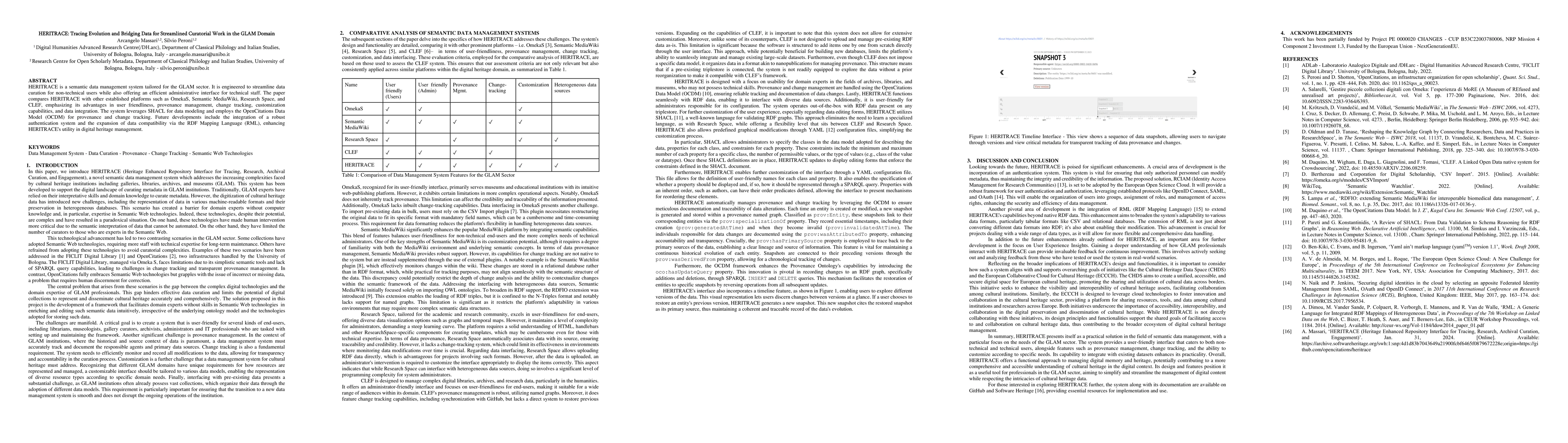 Thumbnail for HERITRACE: Tracing Evolution and Bridging Data for Streamlined
  Curatorial Work in the GLAM Domain