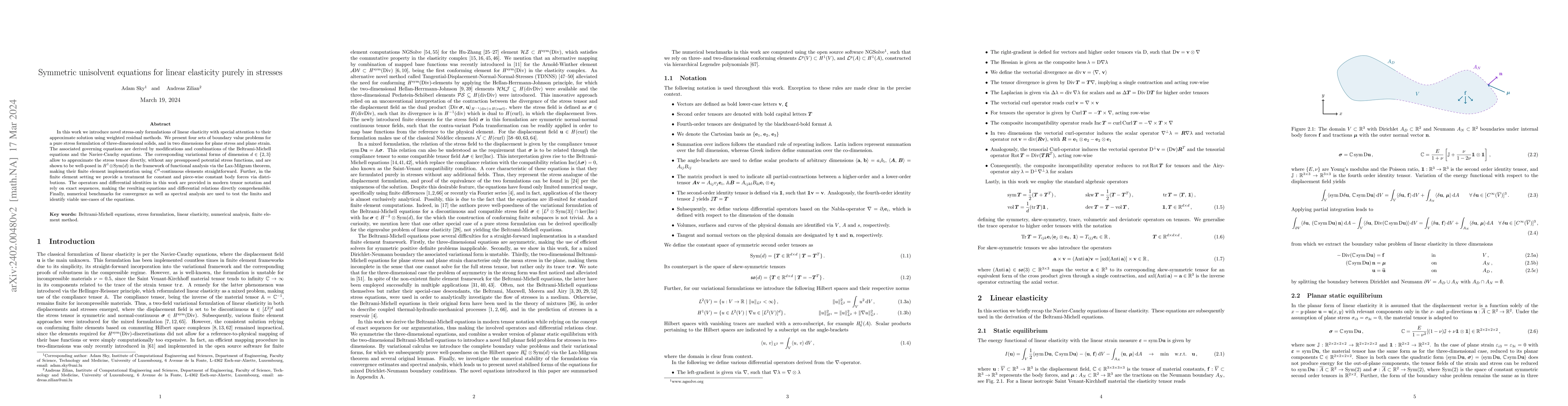 Thumbnail for Symmetric unisolvent equations for linear elasticity purely in stresses