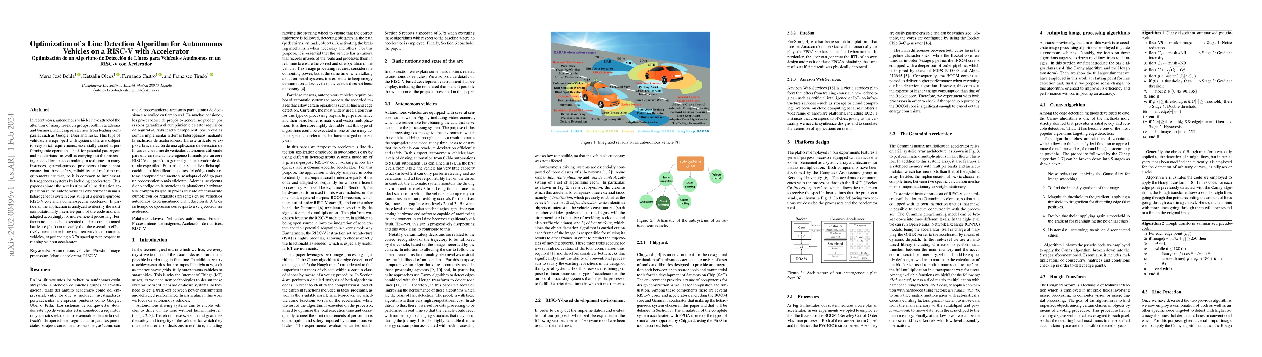 Thumbnail for Optimization of a Line Detection Algorithm for Autonomous Vehicles on a
  RISC-V with Accelerator