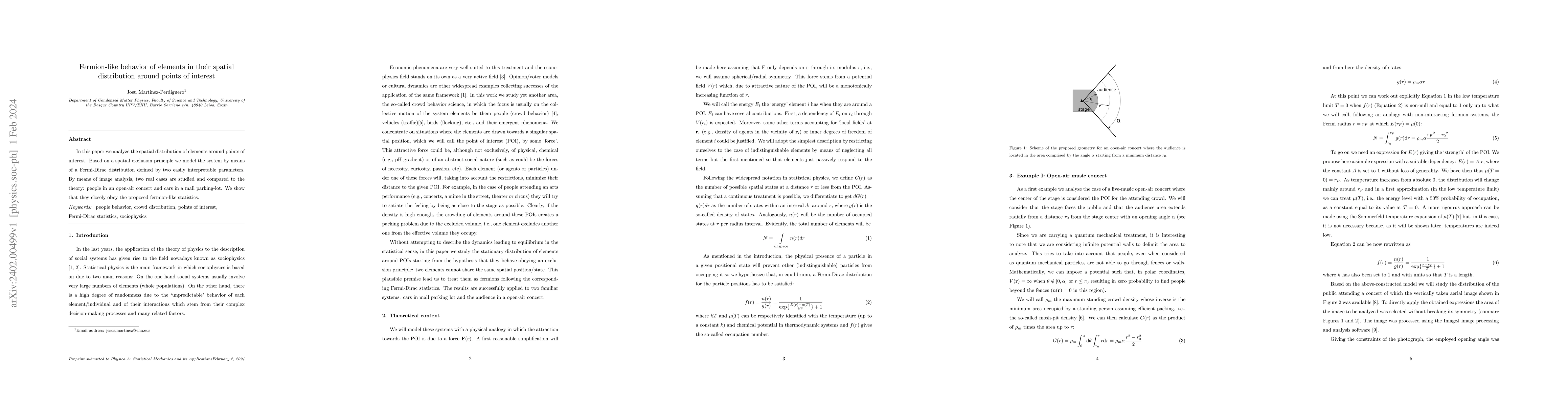 Thumbnail for Fermion-like behavior of elements in their spatial distribution around
  points of interest