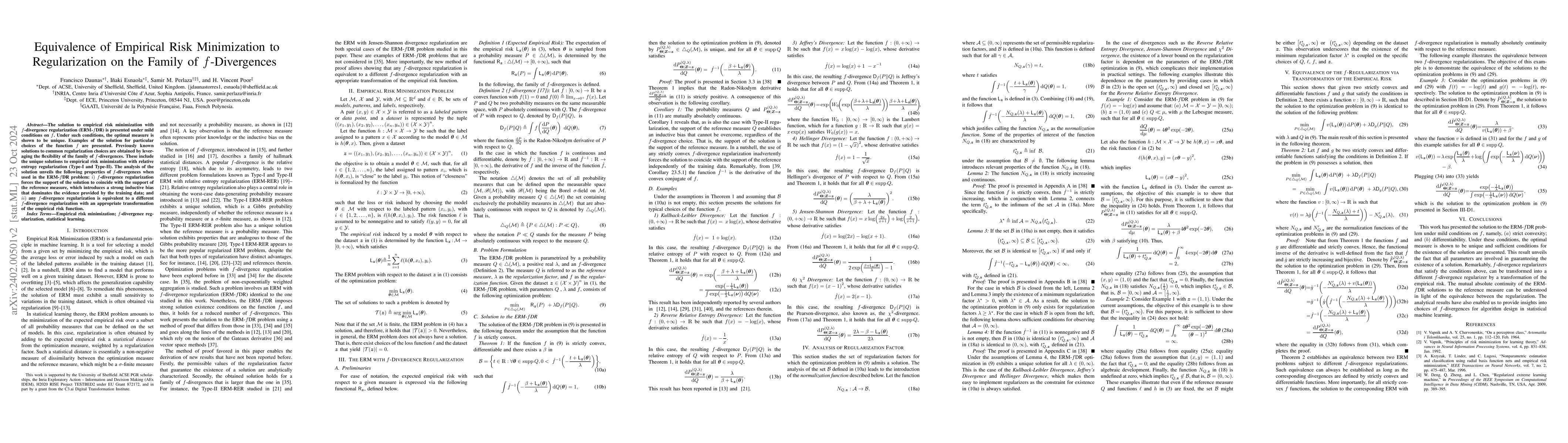 Thumbnail for Equivalence of the Empirical Risk Minimization to Regularization on the
  Family of f-Divergences