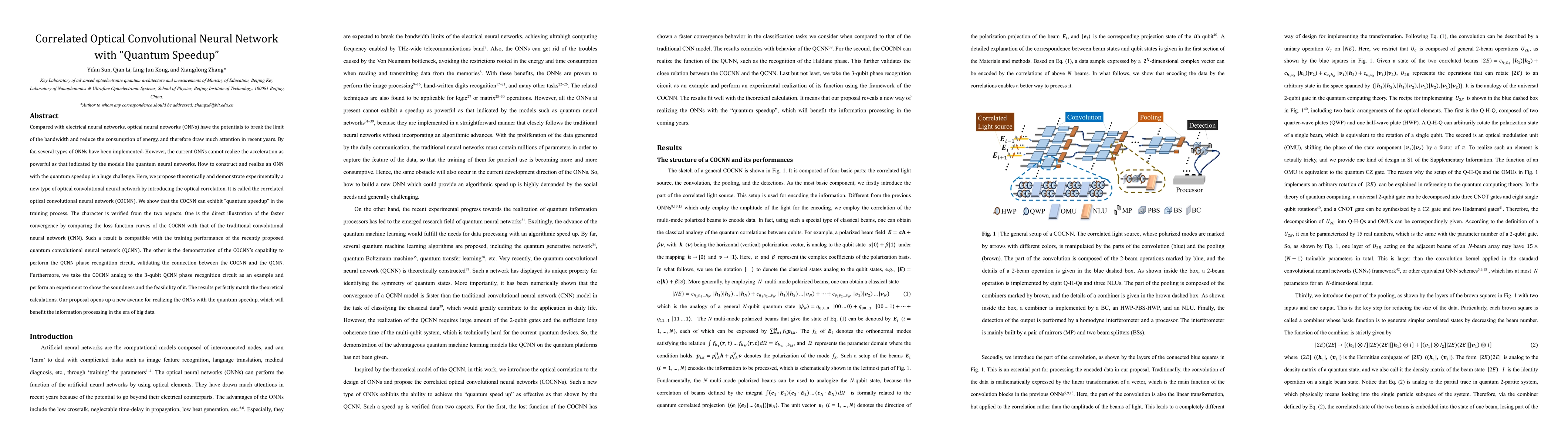 Thumbnail for Correlated Optical Convolutional Neural Network with Quantum Speedup