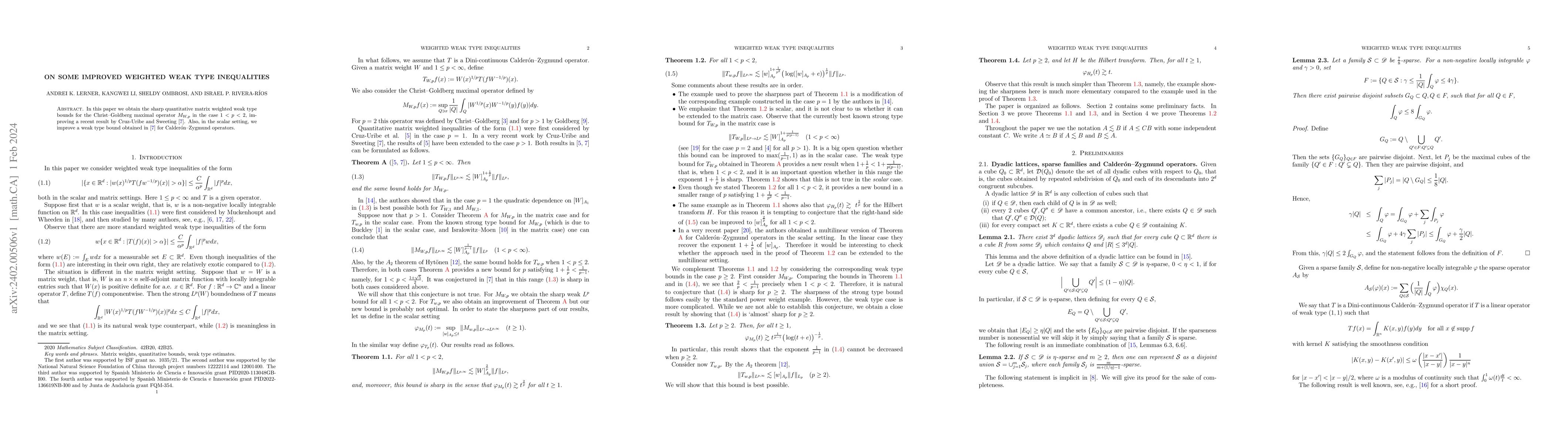 Thumbnail for On some improved weighted weak type inequalities
