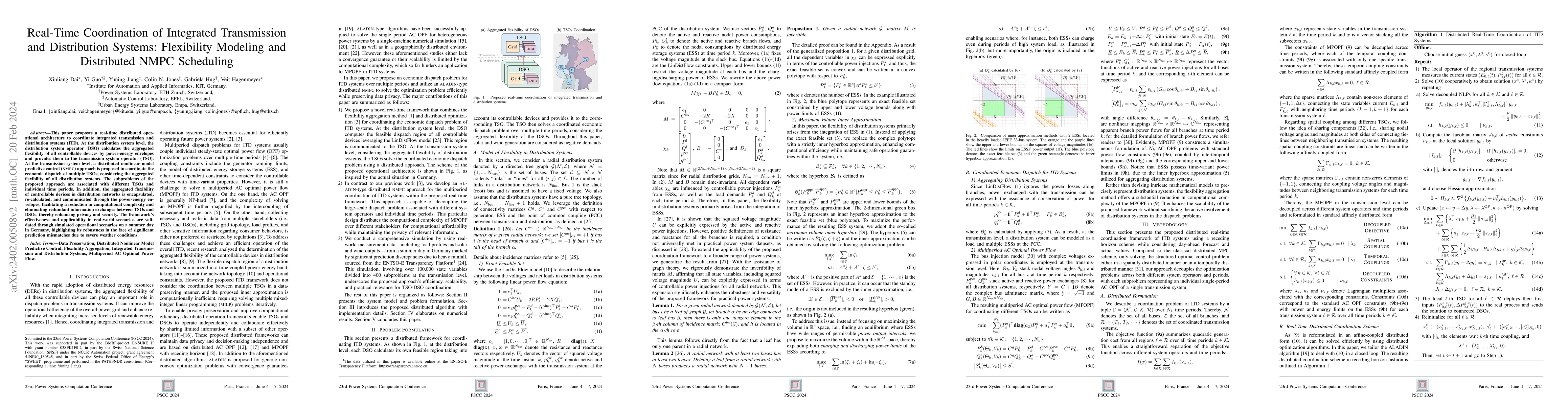 Thumbnail for Real-Time Coordination of Integrated Transmission and Distribution
  Systems: Flexibility Modeling and Distributed NMPC Scheduling