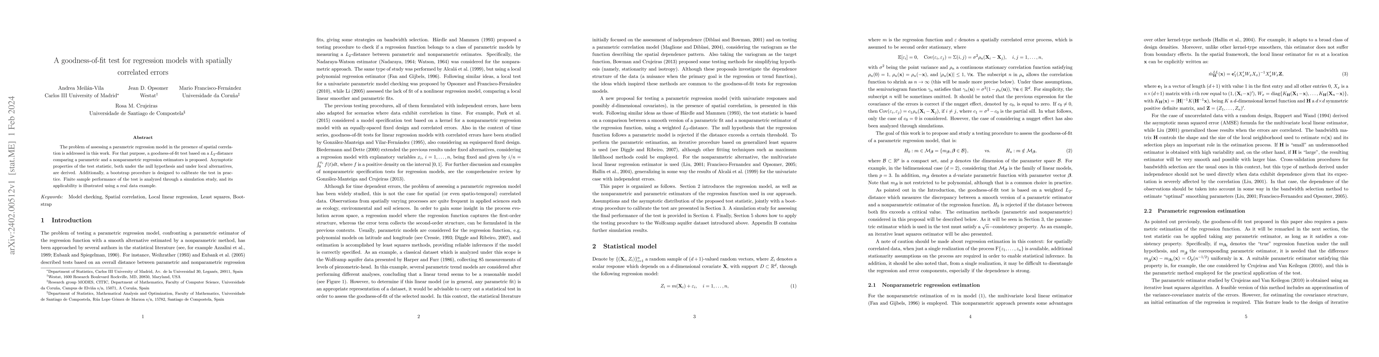 Thumbnail for A goodness-of-fit test for regression models with spatially correlated
  errors