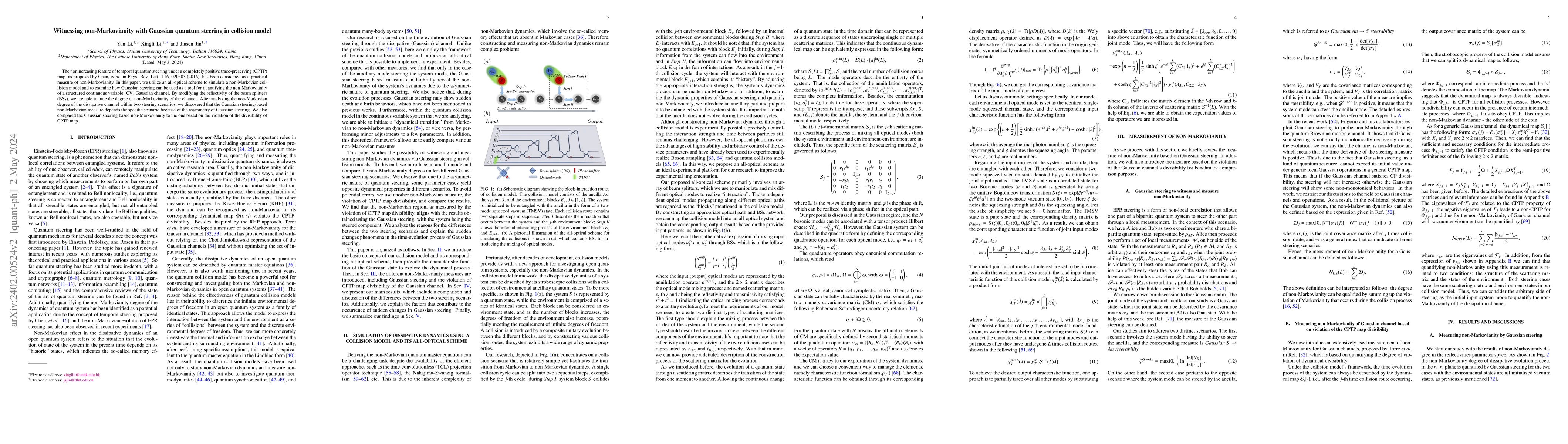 Thumbnail for Witnessing non-Markovianity with Gaussian quantum steering in collision
  model