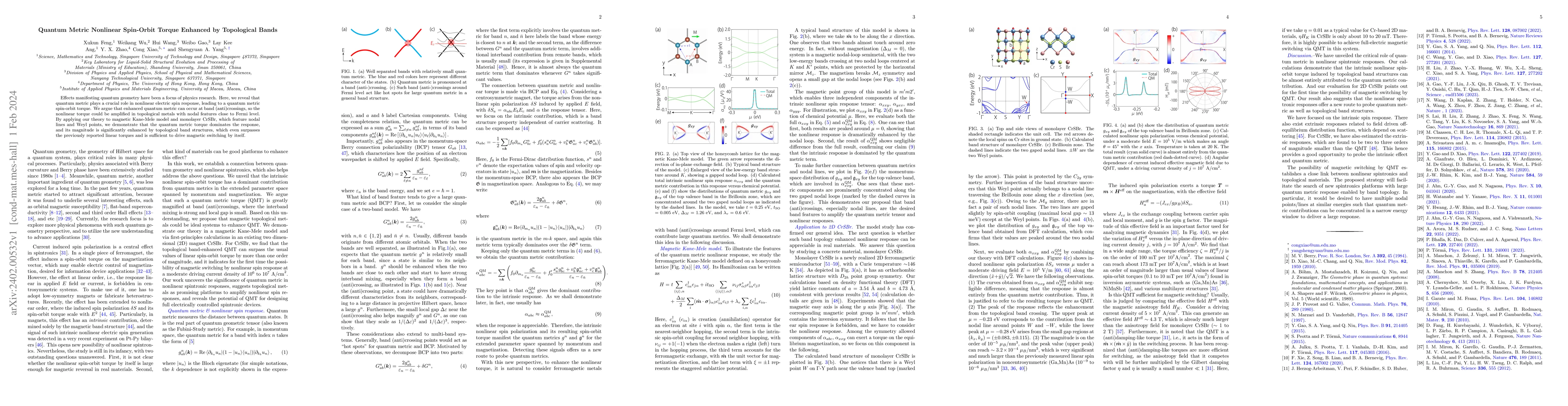 Thumbnail for Quantum Metric Nonlinear Spin-Orbit Torque Enhanced by Topological Bands