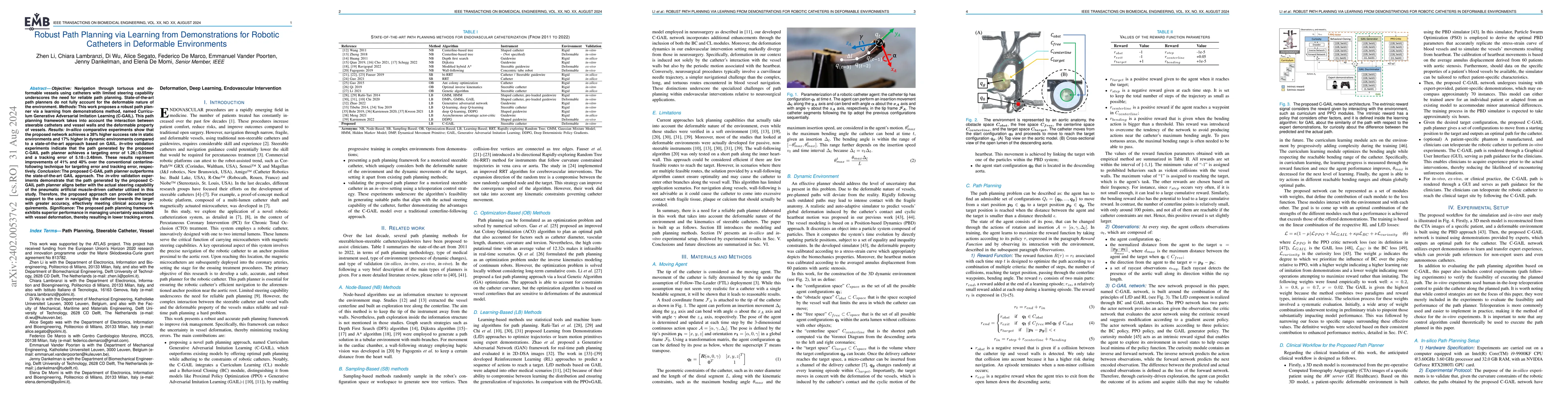 Thumbnail for Robust Path Planning via Learning from Demonstrations for Robotic
  Catheters in Deformable Environments