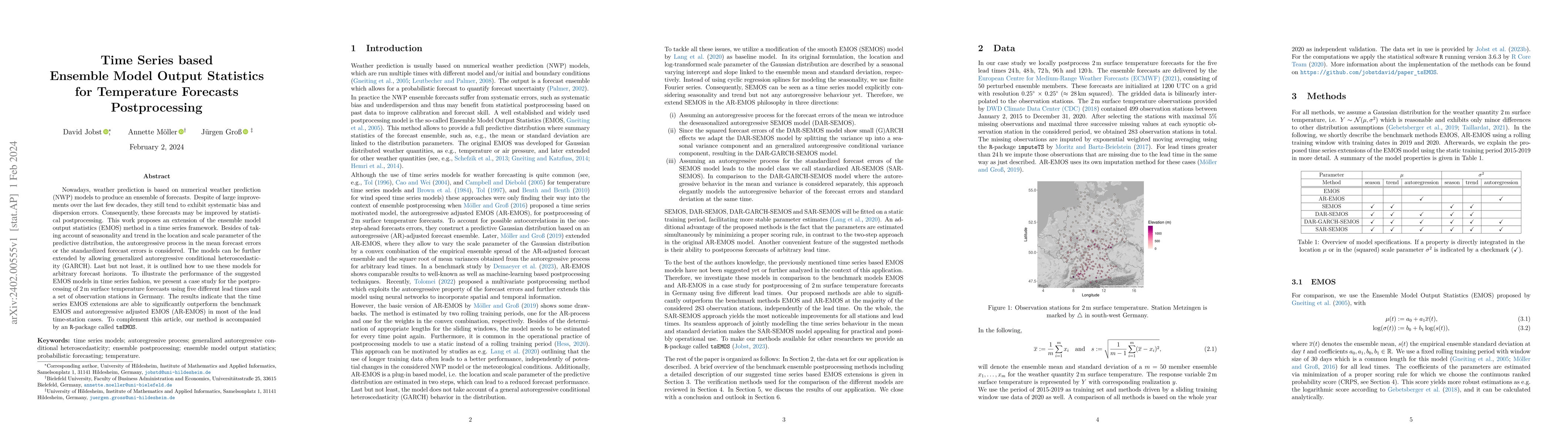 Thumbnail for Time Series based Ensemble Model Output Statistics for Temperature
  Forecasts Postprocessing