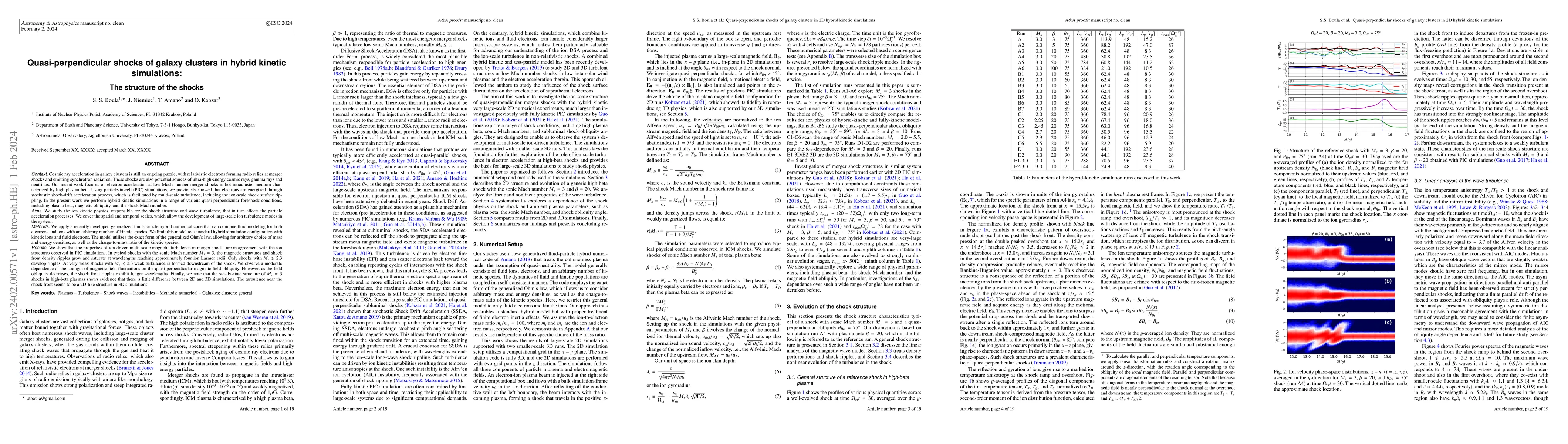 Thumbnail for Quasi-perpendicular shocks of galaxy clusters in hybrid kinetic
  simulations: The structure of the shocks