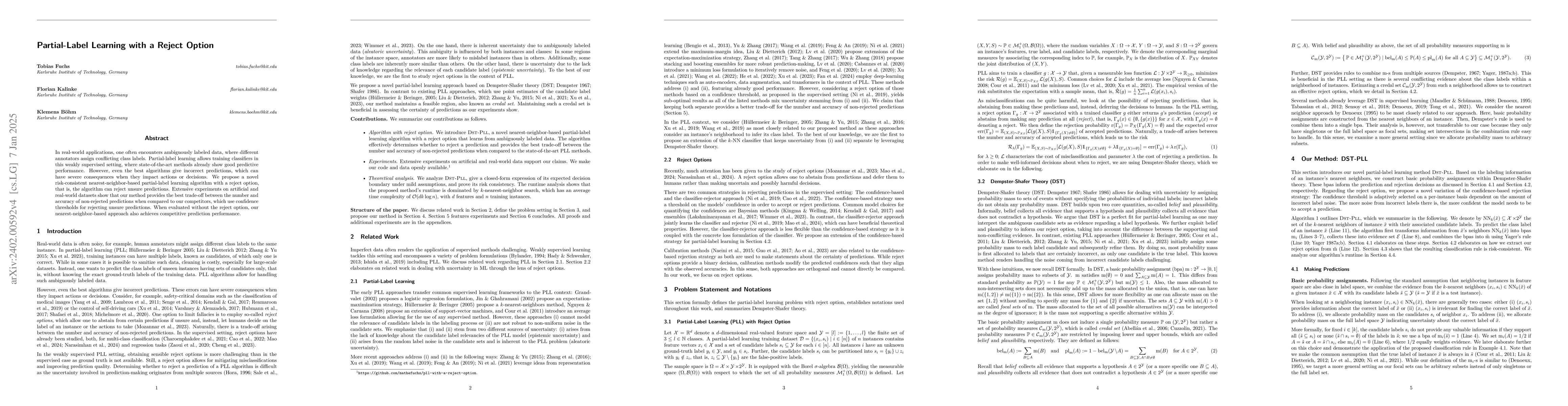 Thumbnail for Partial-Label Learning with a Reject Option
