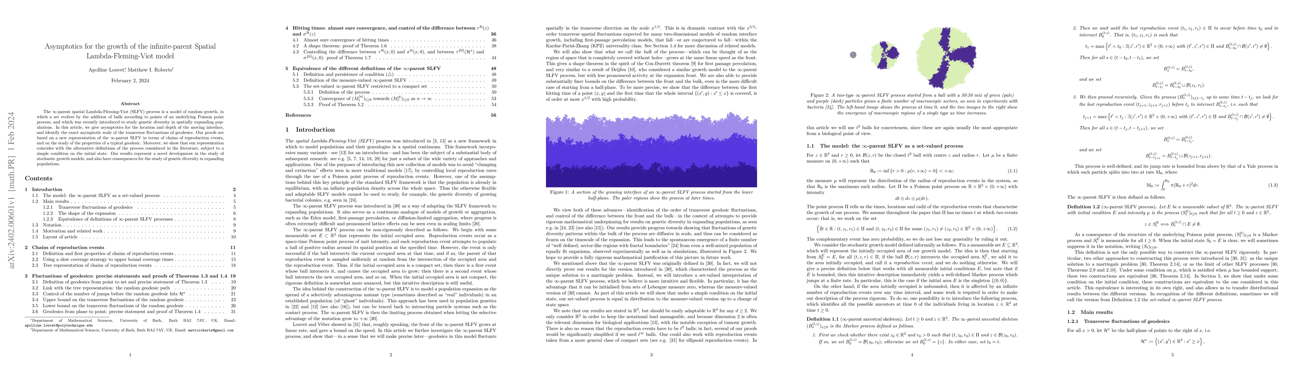 Thumbnail for Asymptotics for the growth of the infinite-parent Spatial
  Lambda-Fleming-Viot model