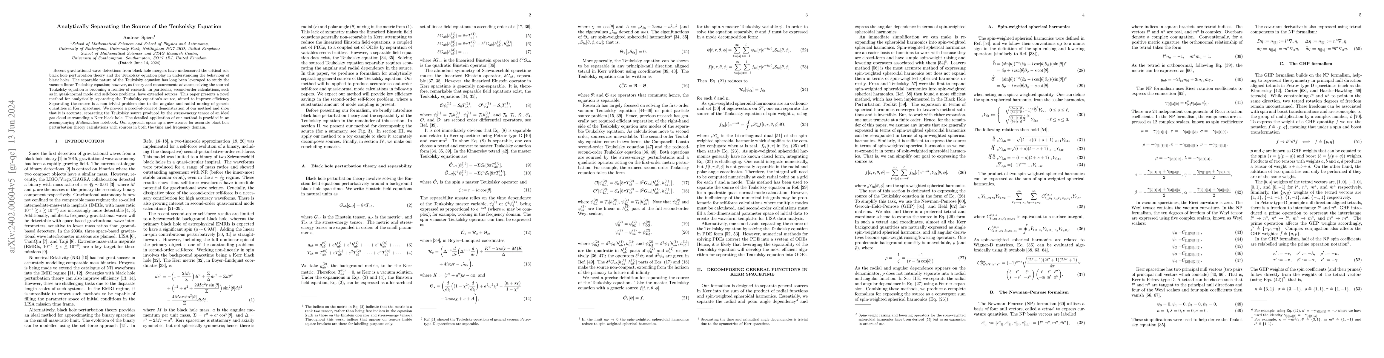 Thumbnail for Analytically Separating the Source of the Teukolsky Equation