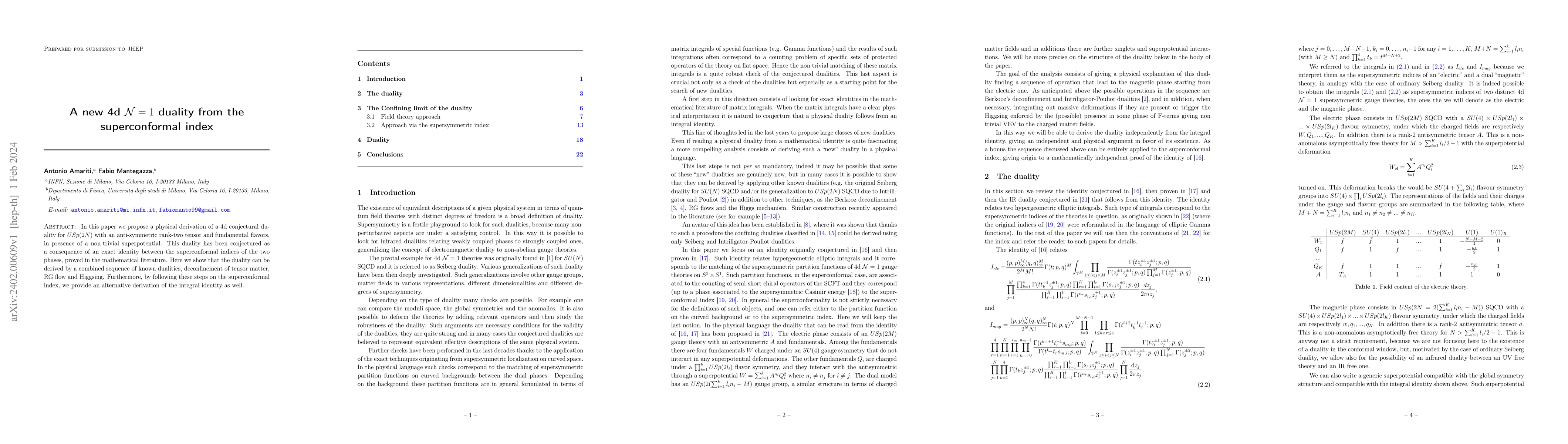 Thumbnail for A new 4d $\mathcal{N}=1$ duality from the superconformal index