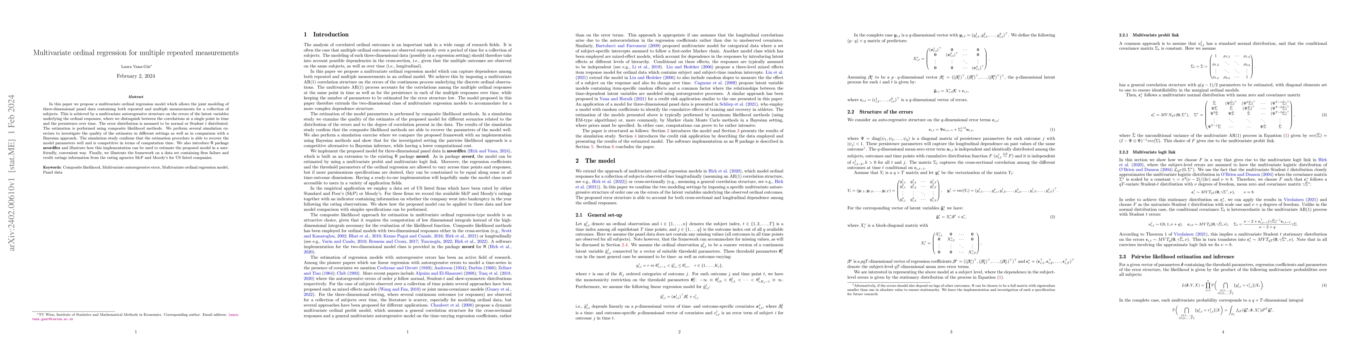 Thumbnail for Multivariate ordinal regression for multiple repeated measurements