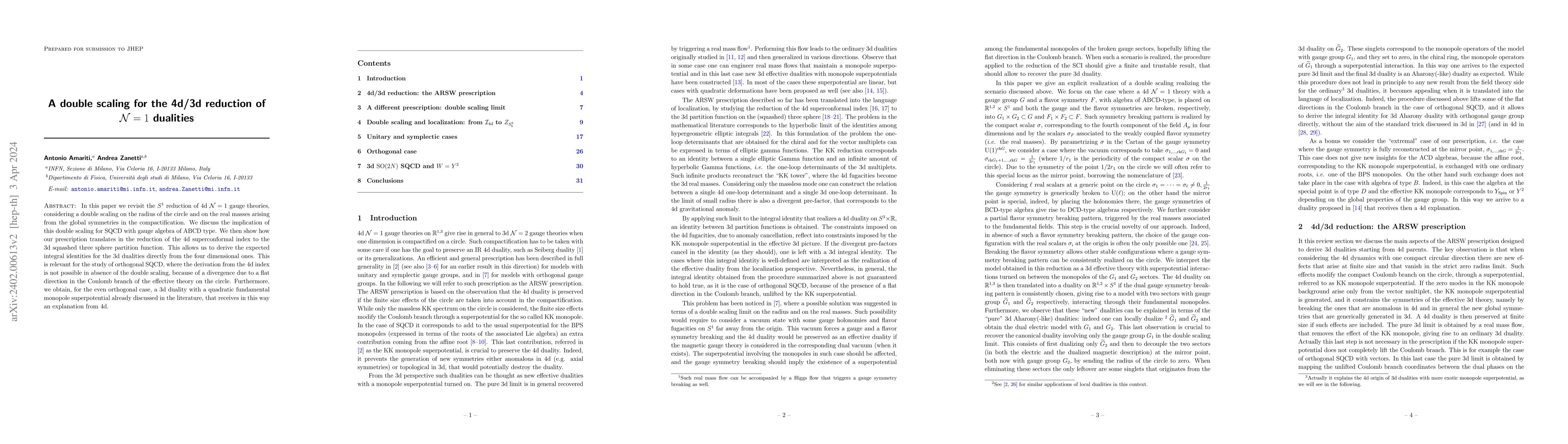 Thumbnail for A double scaling for the 4d/3d reduction of $\mathcal{N}=1$ dualities