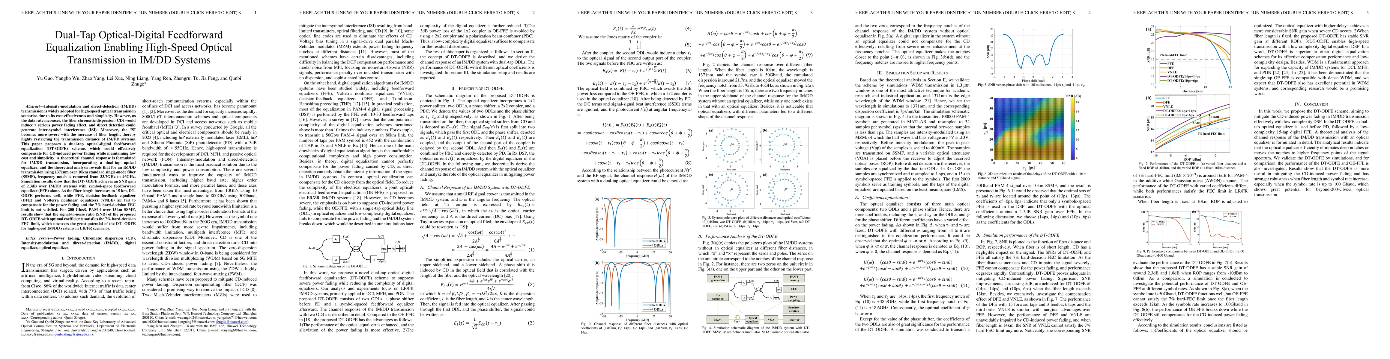 Thumbnail for Dual-Tap Optical-Digital Feedforward Equalization Enabling High-Speed
  Optical Transmission in IM/DD Systems