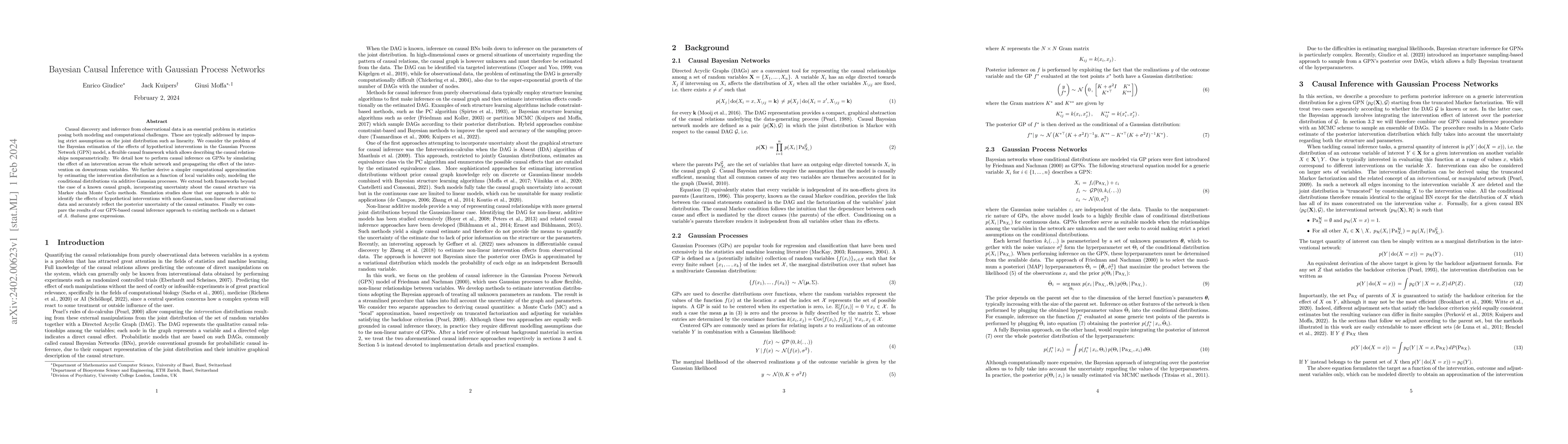 Thumbnail for Bayesian Causal Inference with Gaussian Process Networks