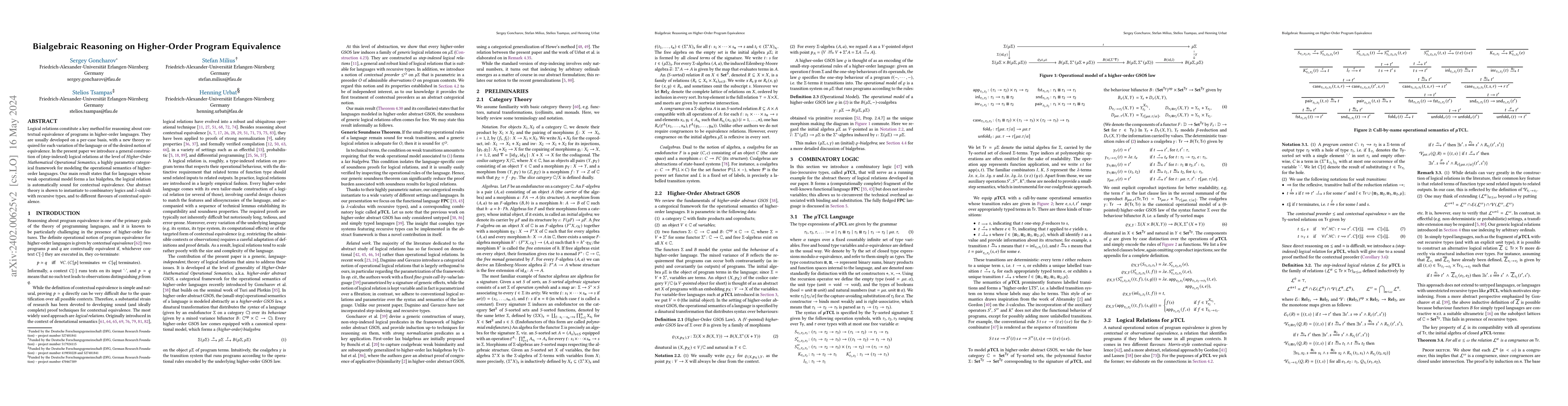 Thumbnail for Bialgebraic Reasoning on Higher-Order Program Equivalence