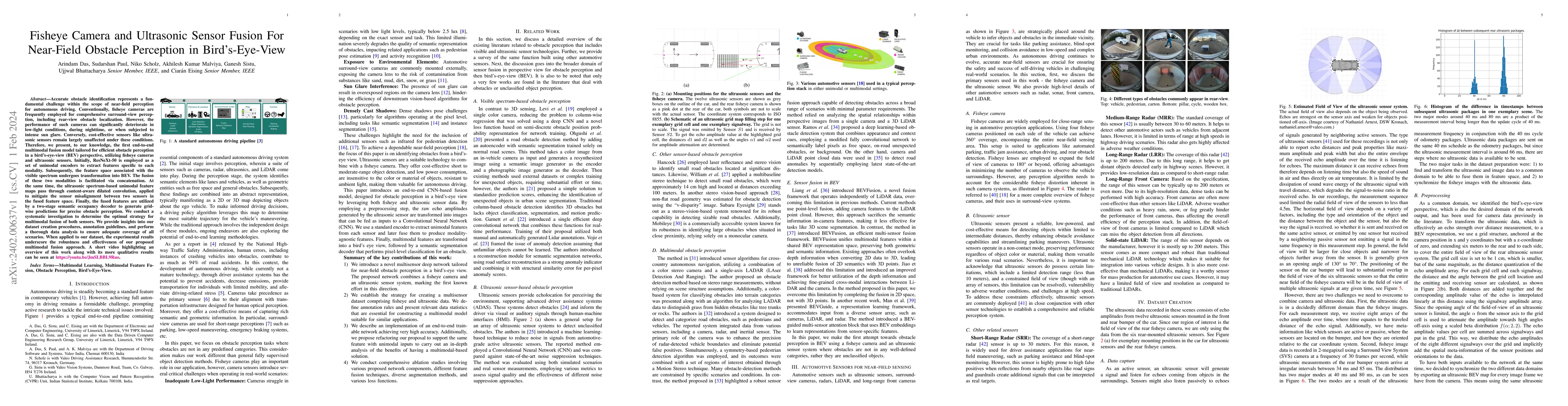 Thumbnail for Fisheye Camera and Ultrasonic Sensor Fusion For Near-Field Obstacle
  Perception in Bird's-Eye-View