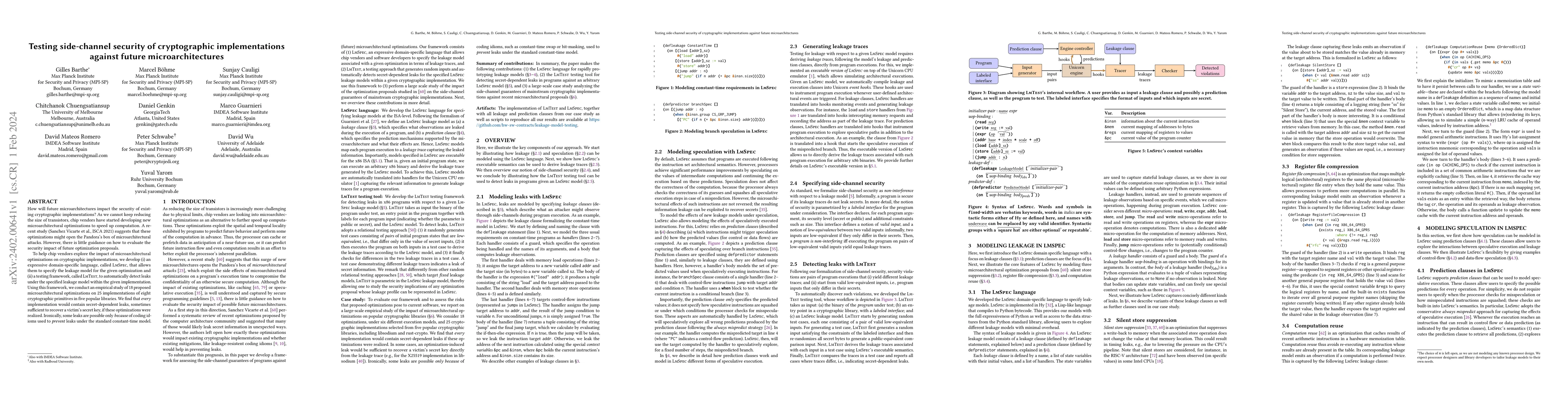 Thumbnail for Testing side-channel security of cryptographic implementations against
  future microarchitectures