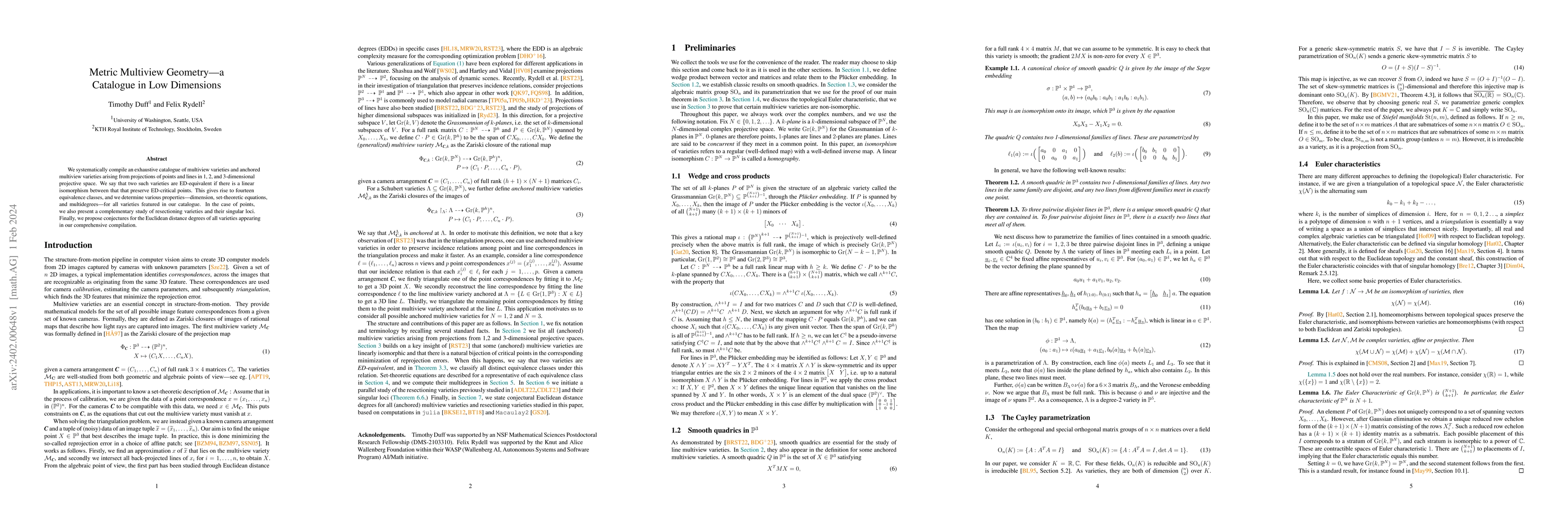 Thumbnail for Metric Multiview Geometry -- a Catalogue in Low Dimensions
