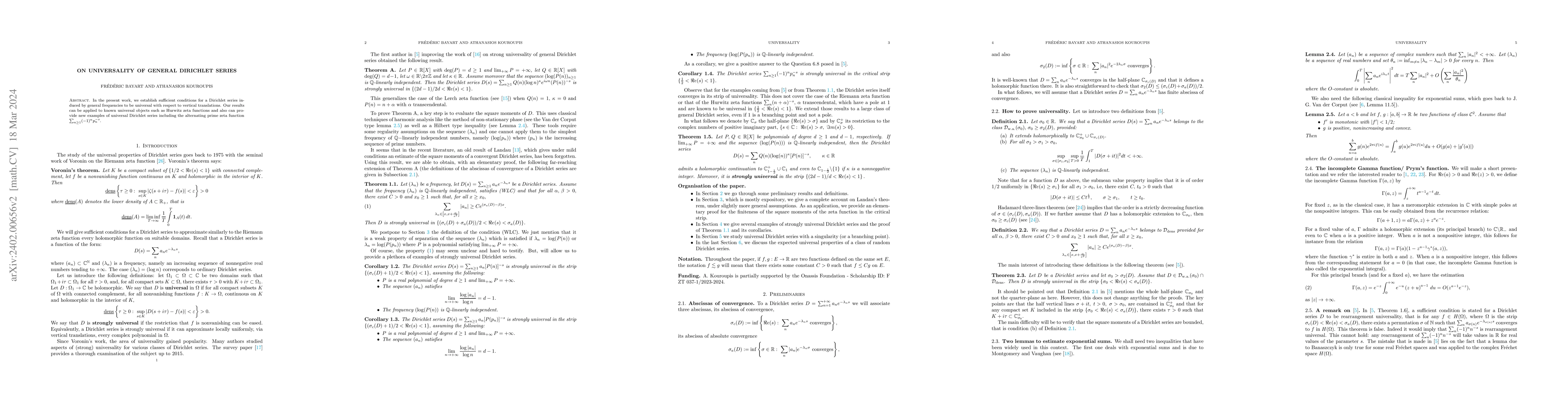 Thumbnail for On universality of general Dirichlet series
