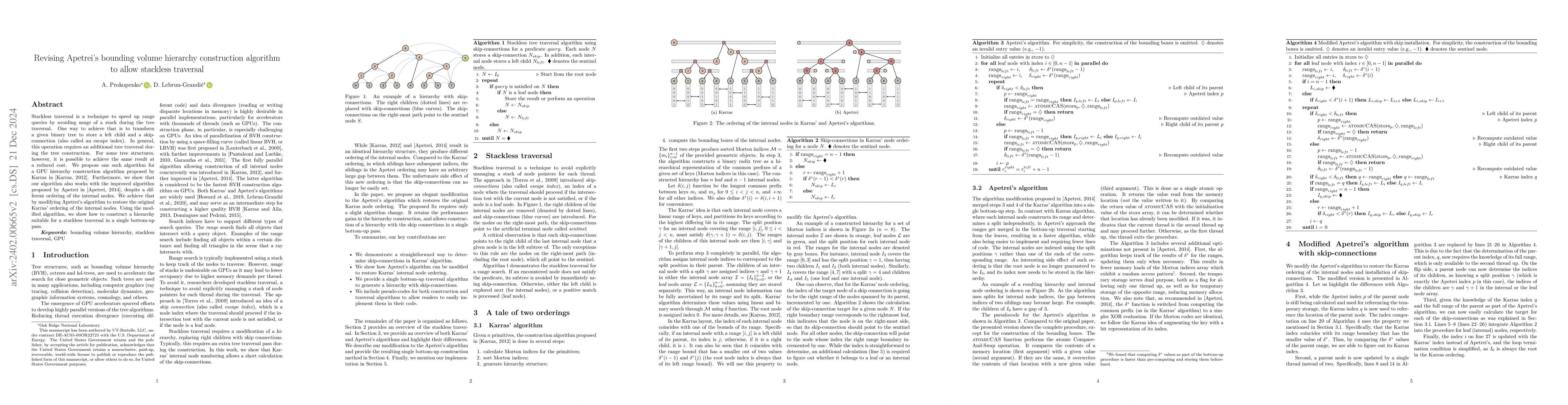 Thumbnail for Revising Apetrei's bounding volume hierarchy construction algorithm to
  allow stackless traversal