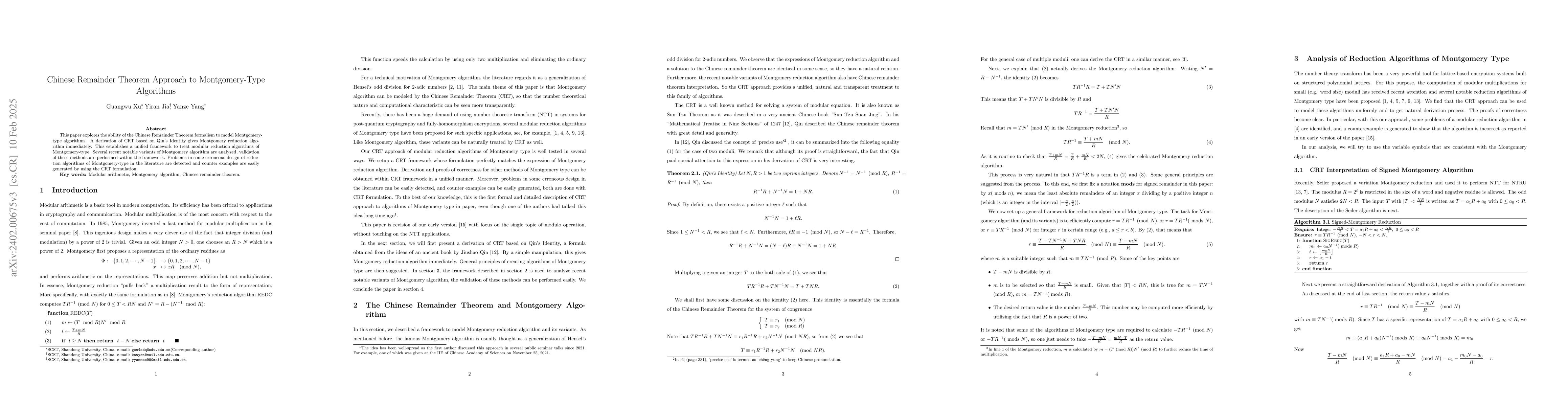 Thumbnail for On Modular Algorithms and Butterfly Operations in Number Theoretic
  Transform