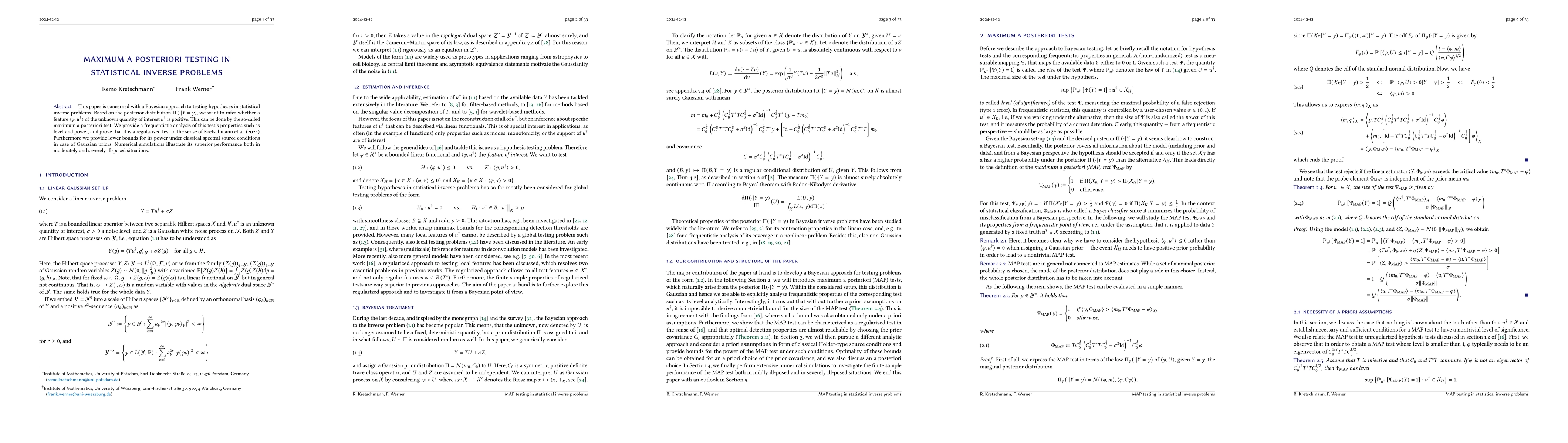 Thumbnail for Maximum a posteriori testing in statistical inverse problems