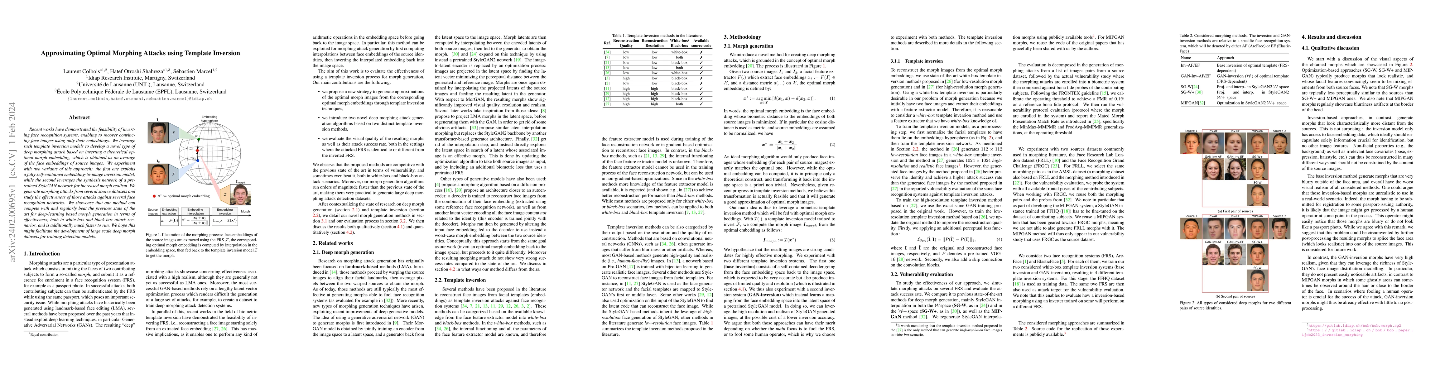 Thumbnail for Approximating Optimal Morphing Attacks using Template Inversion