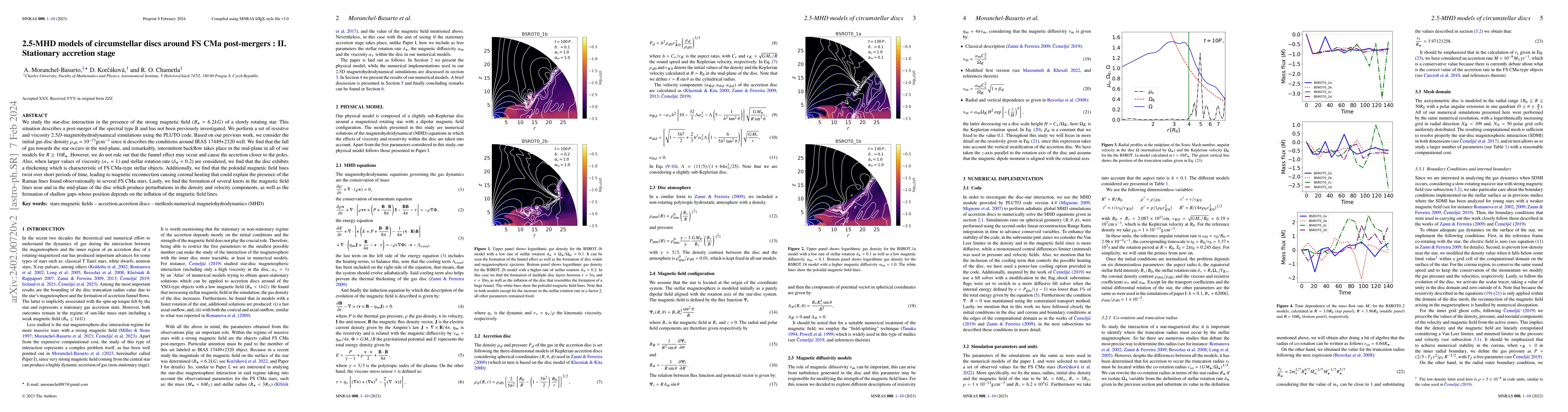 Thumbnail for 2.5-MHD models of circumstellar discs around FS~CMa post-mergers : II.
  Stationary accretion stage