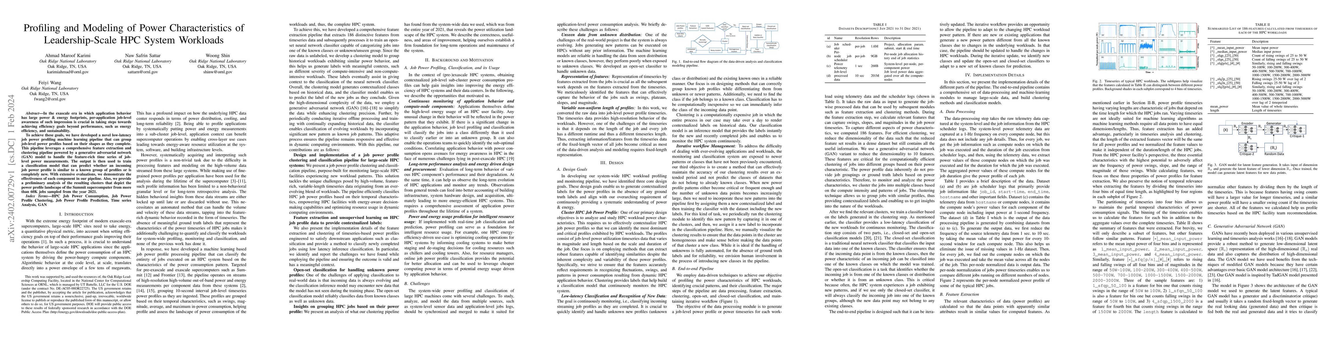 Thumbnail for Profiling and Modeling of Power Characteristics of Leadership-Scale HPC
  System Workloads