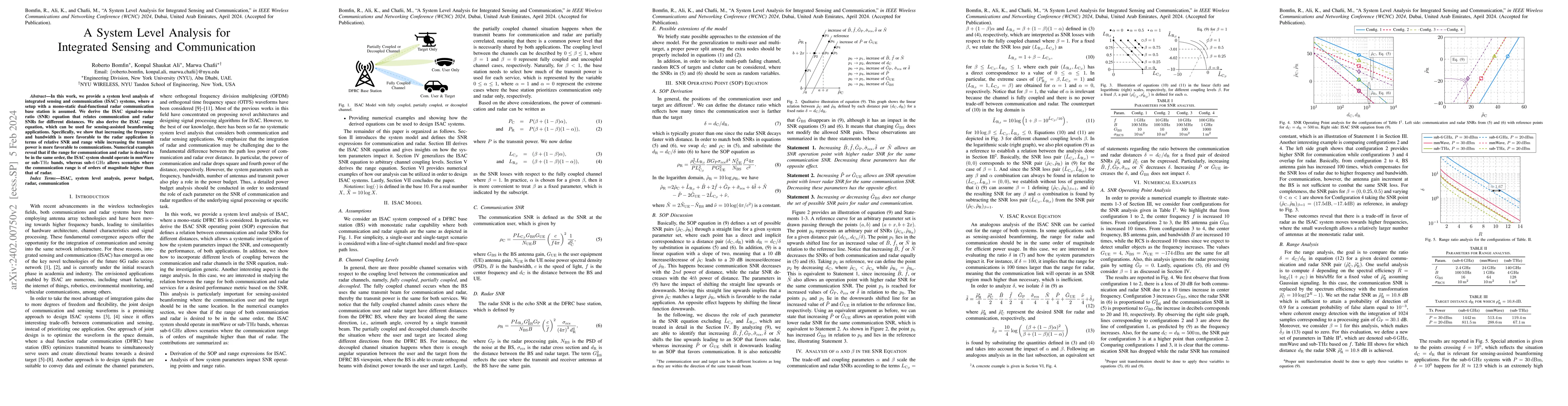 Thumbnail for A System Level Analysis for Integrated Sensing and Communication