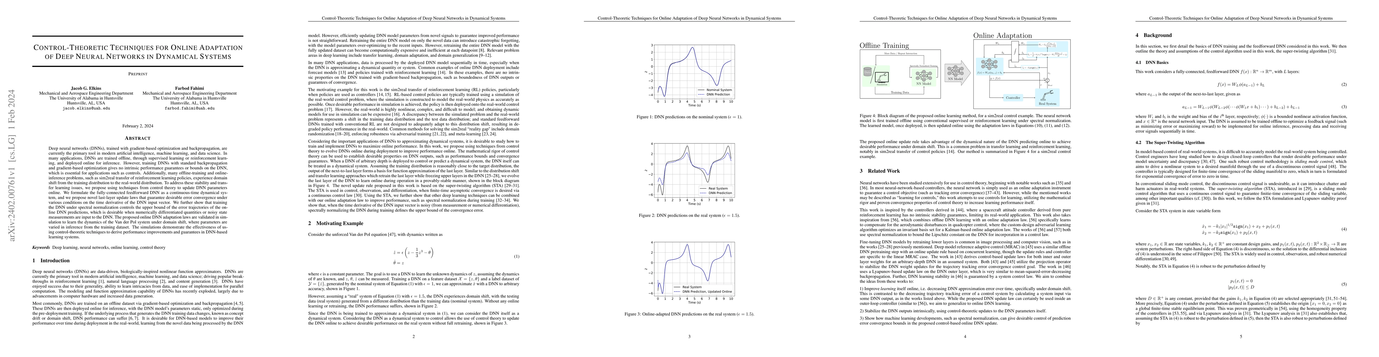 Thumbnail for Control-Theoretic Techniques for Online Adaptation of Deep Neural
  Networks in Dynamical Systems