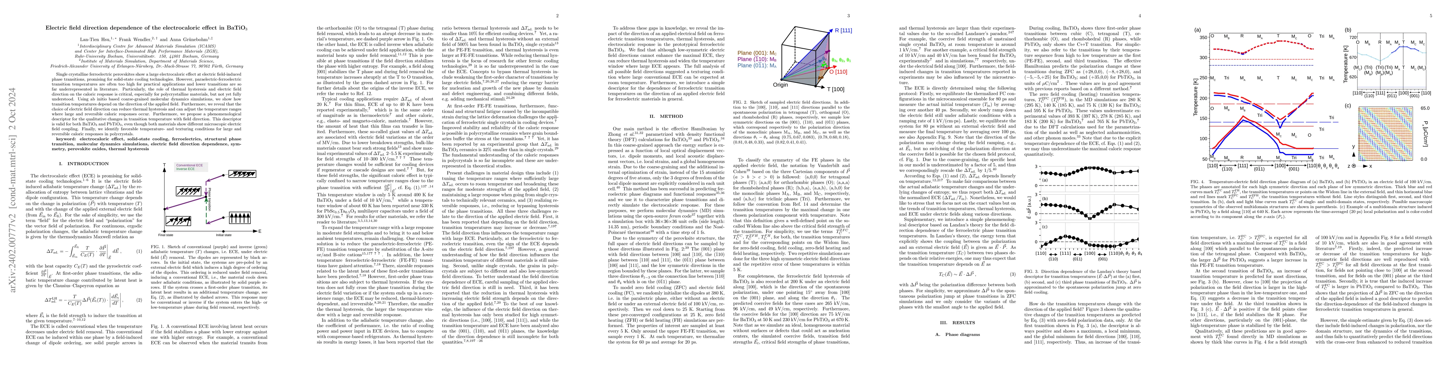Thumbnail for Field direction dependence of the electrocaloric effect in single
  crystal BaTiO$_3$