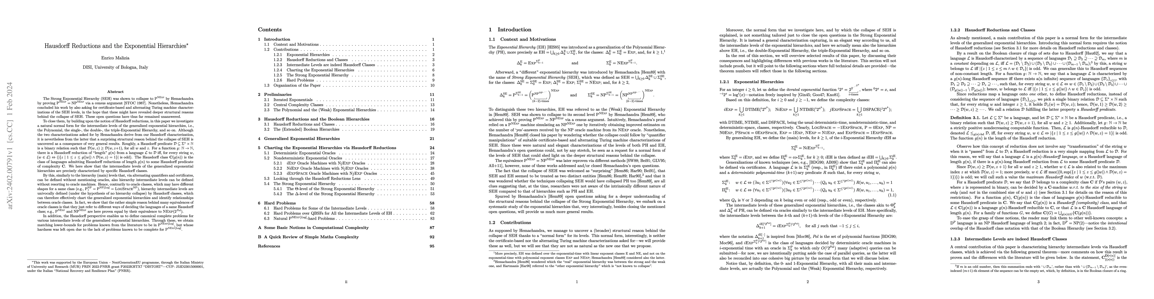 Thumbnail for Hausdorff Reductions and the Exponential Hierarchies