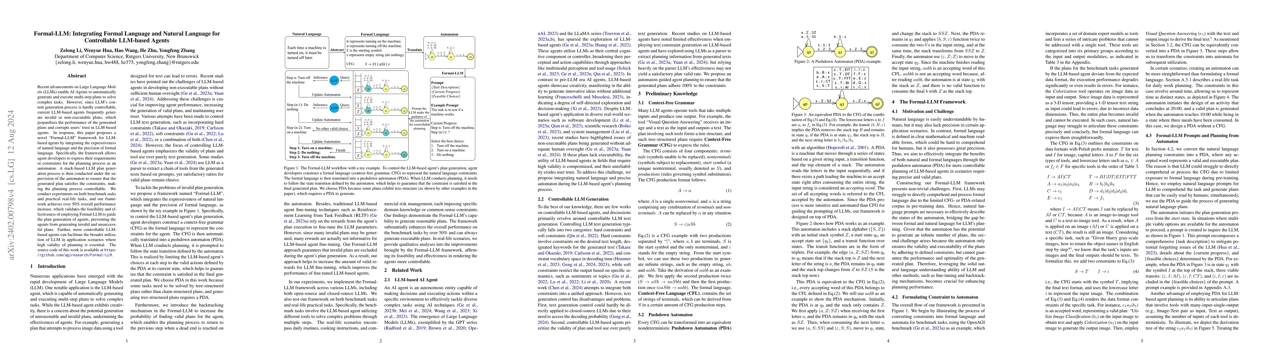Thumbnail for Formal-LLM: Integrating Formal Language and Natural Language for
  Controllable LLM-based Agents