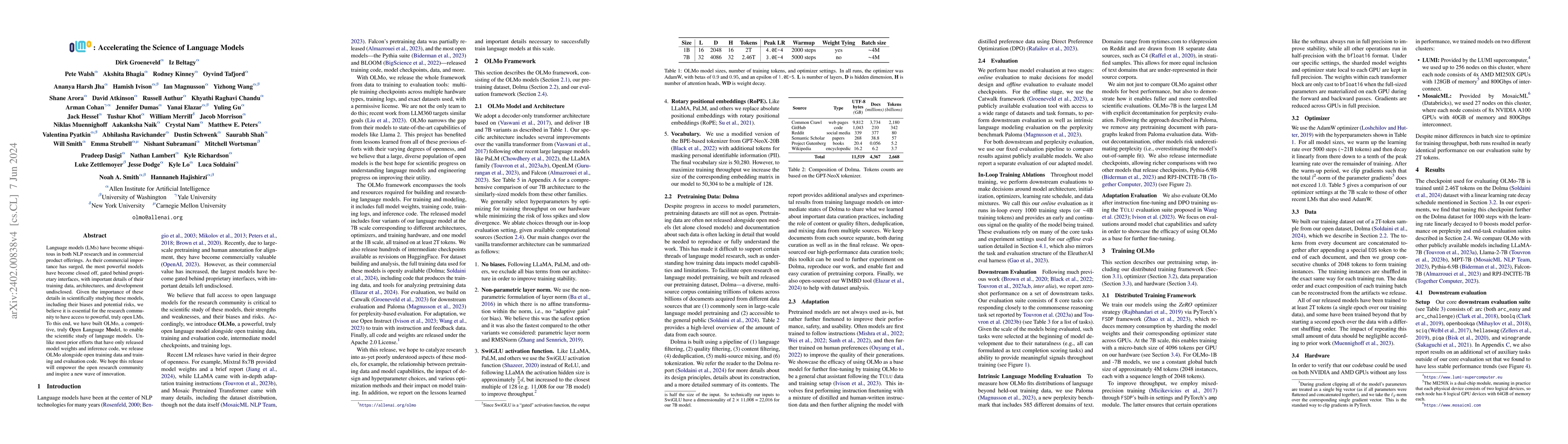 Thumbnail for OLMo: Accelerating the Science of Language Models