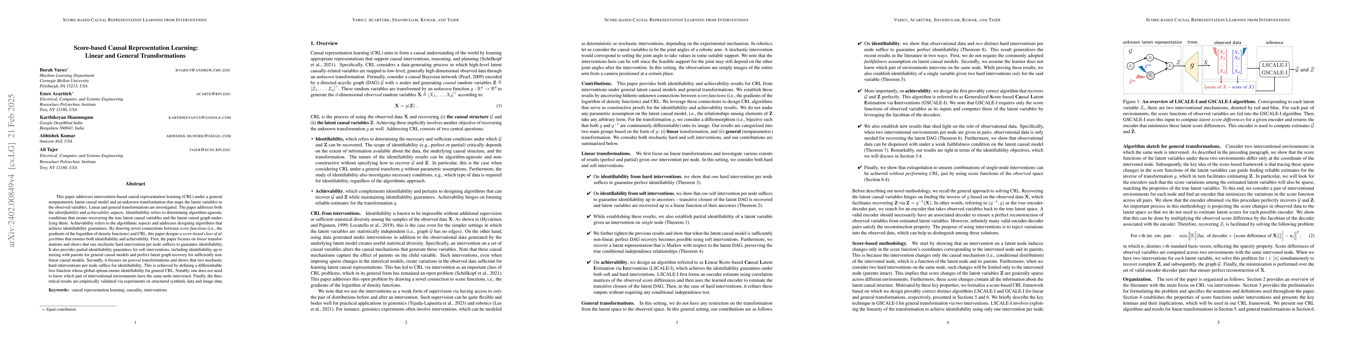 Thumbnail for Score-based Causal Representation Learning: Linear and General
  Transformations