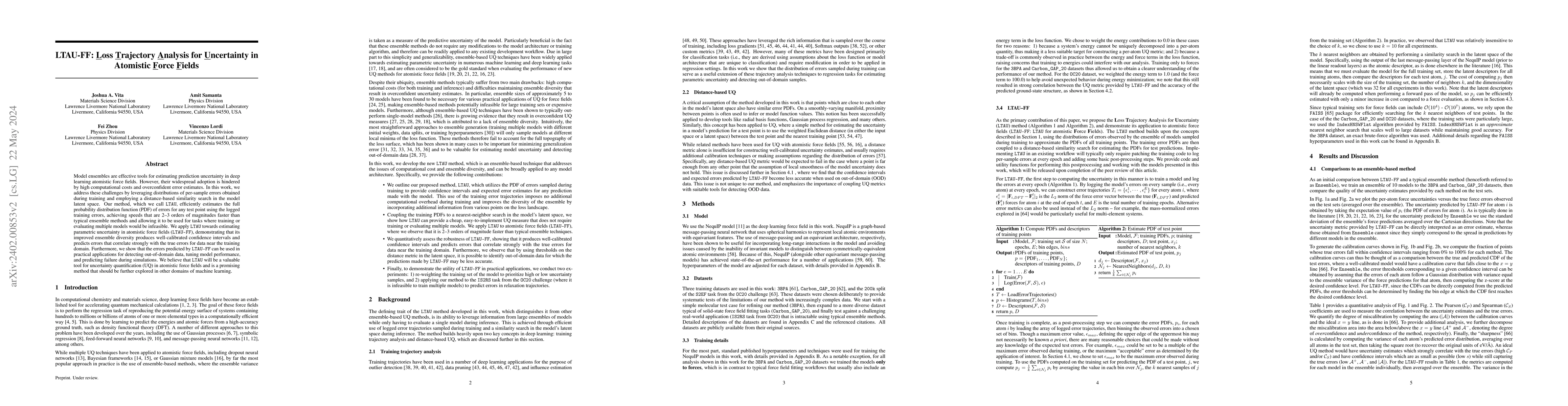 Thumbnail for LTAU-FF: Loss Trajectory Analysis for Uncertainty in Atomistic Force
  Fields
