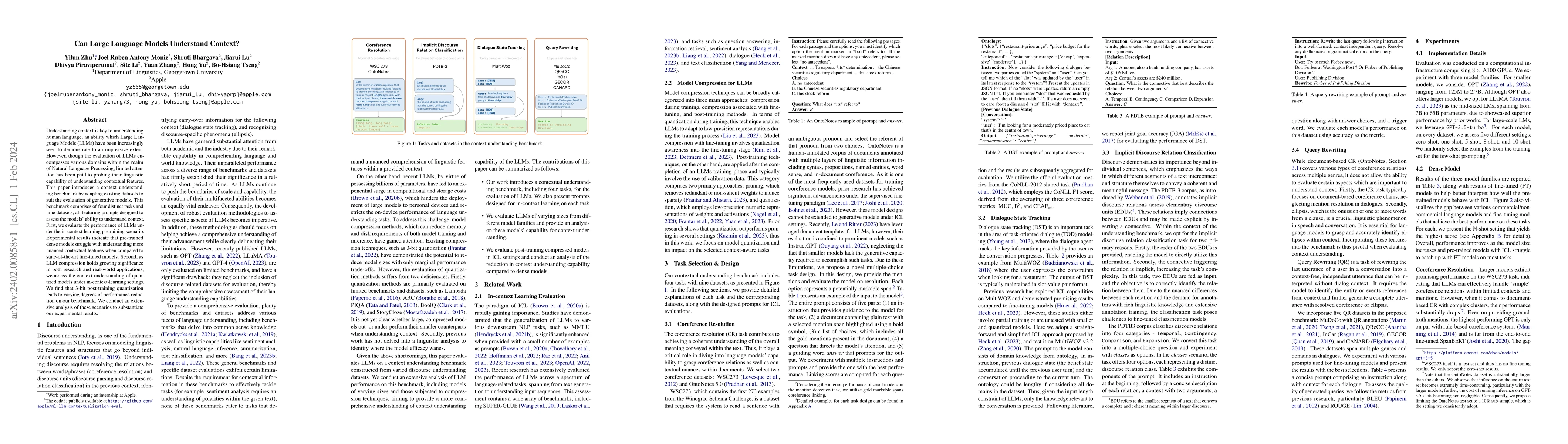 Thumbnail for Can Large Language Models Understand Context?