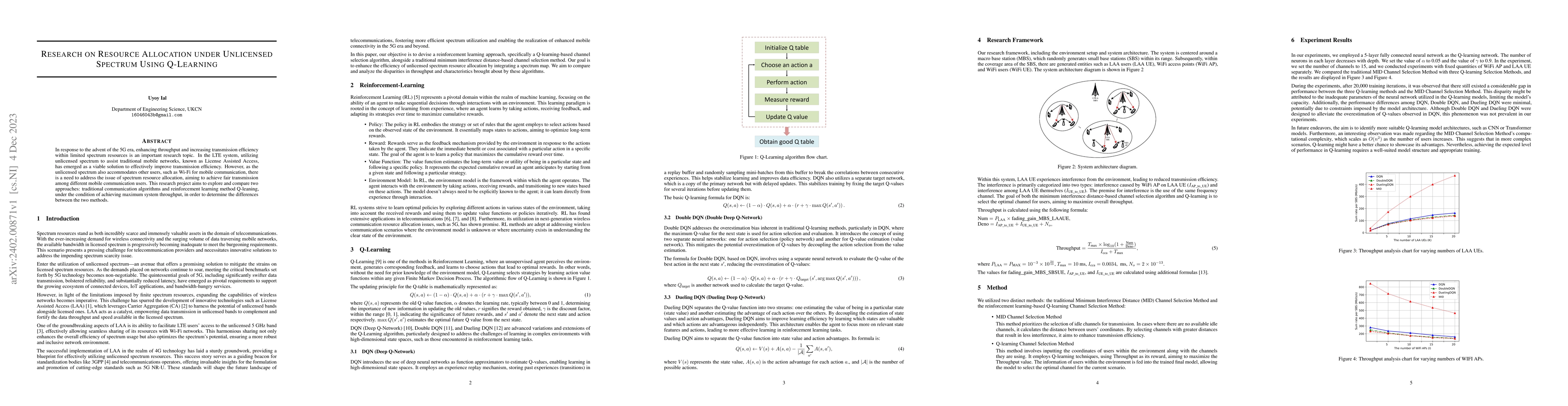 Thumbnail for Research on Resource Allocation under Unlicensed Spectrum Using
  Q-Learning
