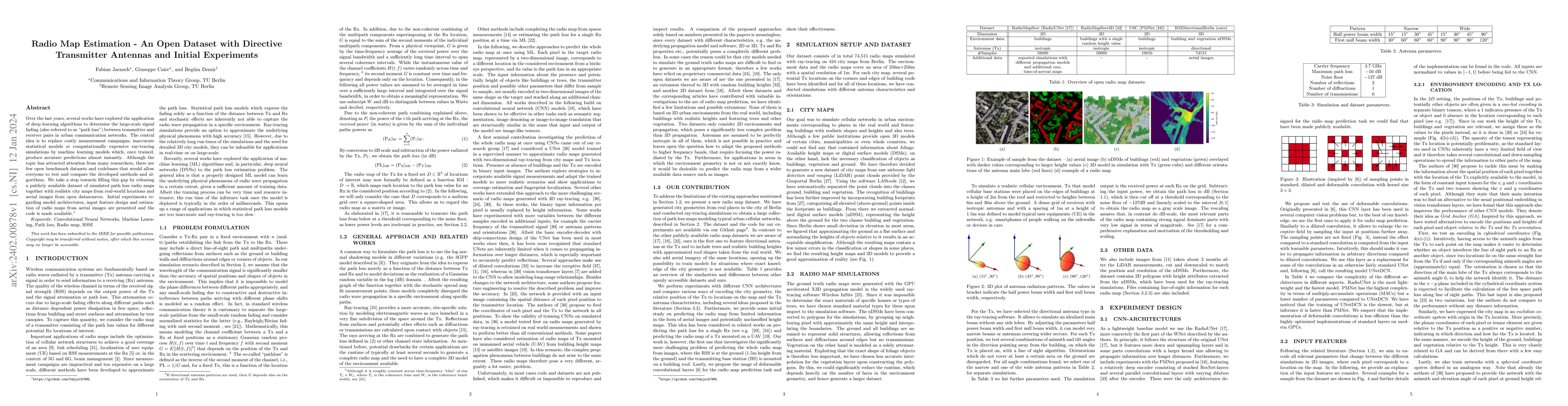 Thumbnail for Radio Map Estimation -- An Open Dataset with Directive Transmitter
  Antennas and Initial Experiments