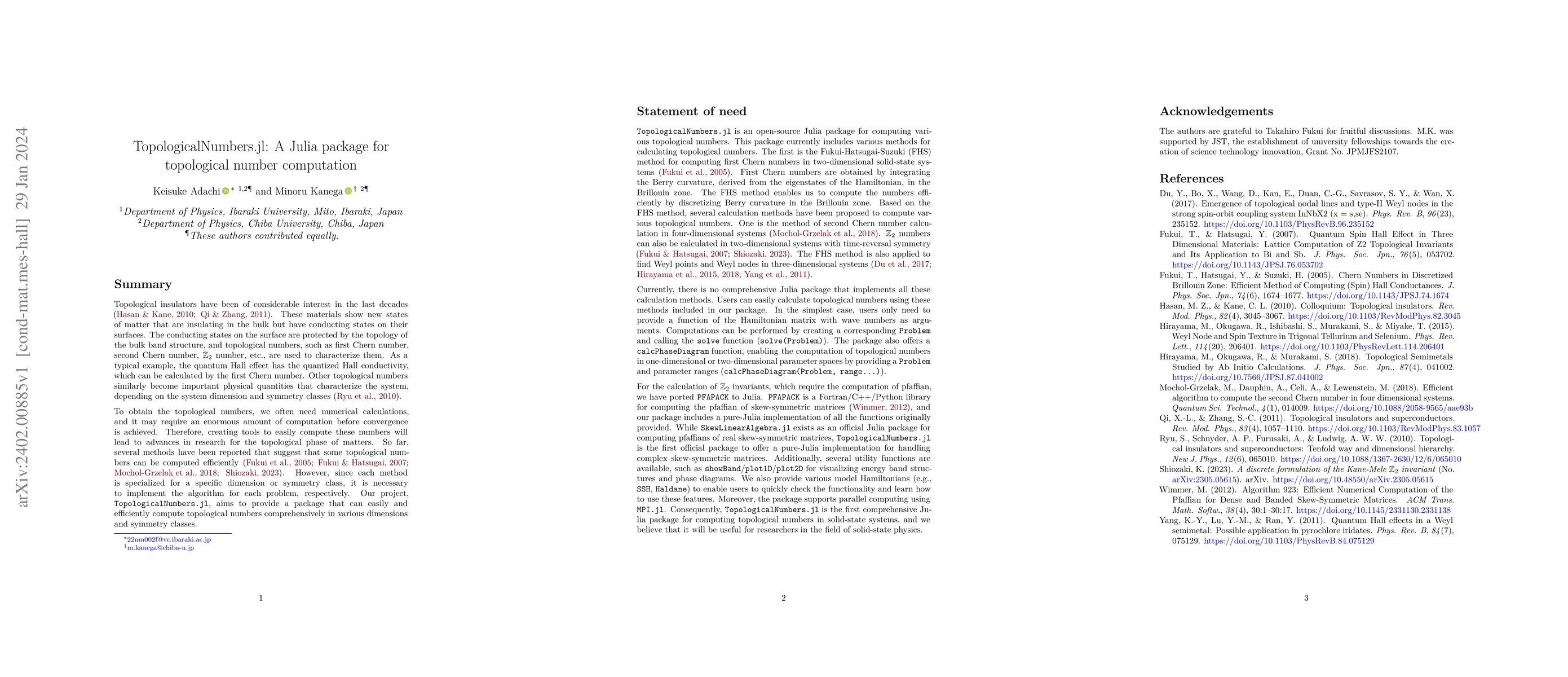 Thumbnail for TopologicalNumbers.jl: A Julia package for topological number
  computation