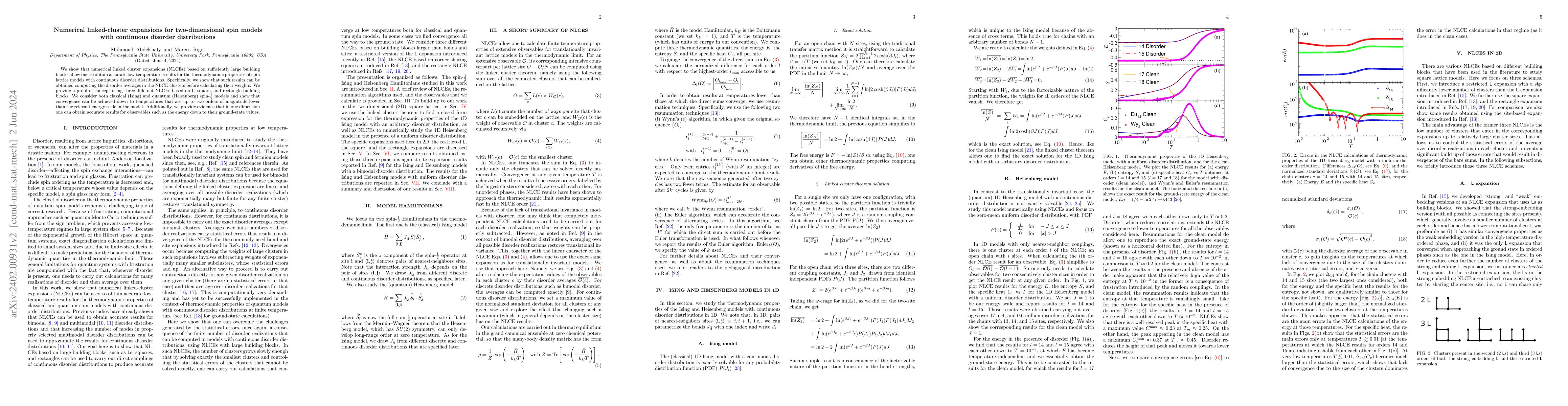 Thumbnail for Numerical linked-cluster expansions for two-dimensional spin models with
  continuous disorder distributions