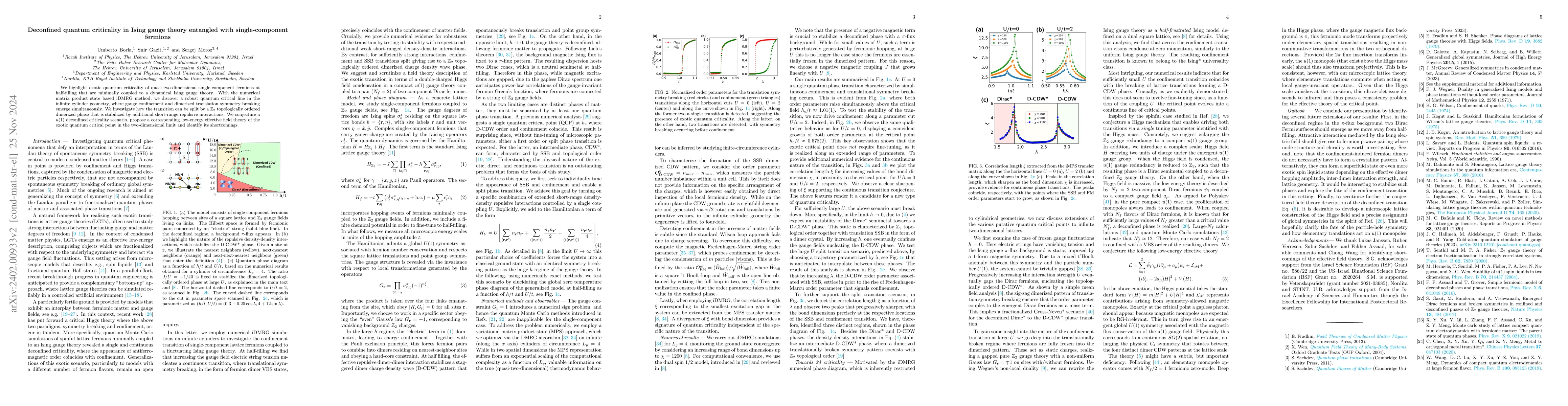 Thumbnail for In pursuit of deconfined quantum criticality in Ising gauge theory
  entangled with single-component fermions