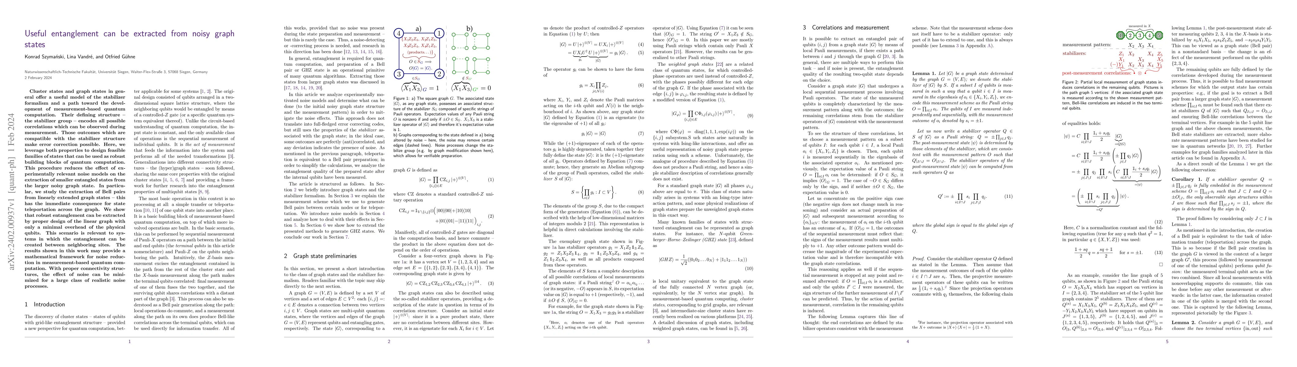 Thumbnail for Useful entanglement can be extracted from noisy graph states