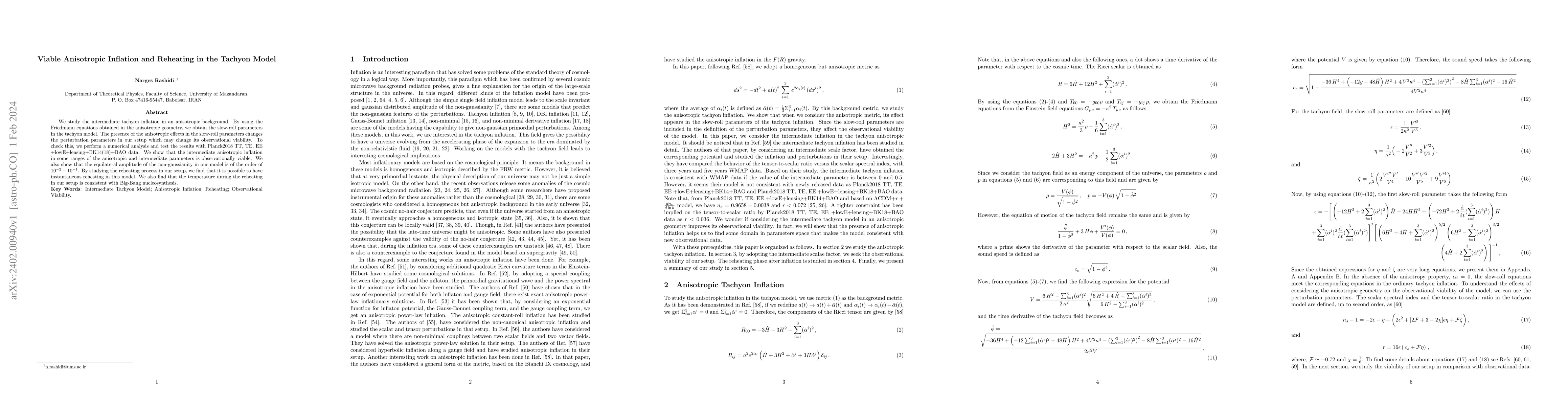Thumbnail for Viable Anisotropic Inflation and Reheating in the Tachyon Model