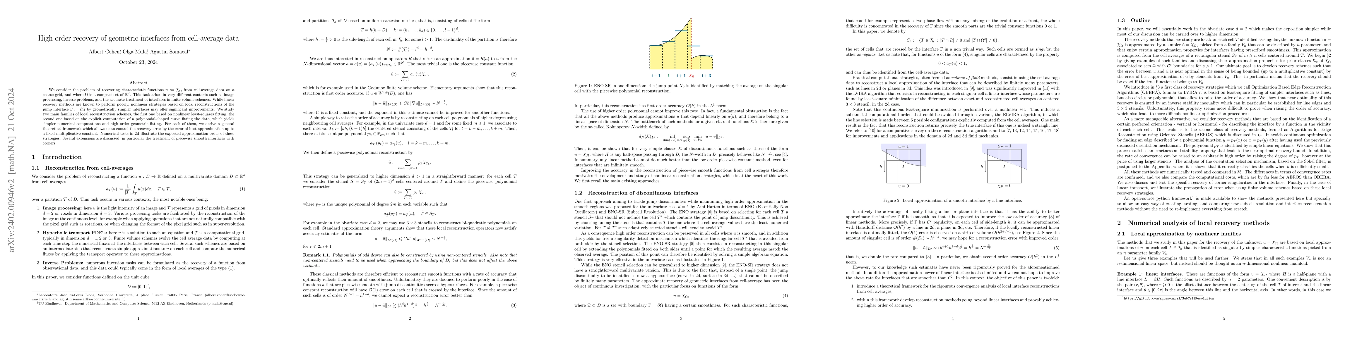 Thumbnail for High order recovery of geometric interfaces from cell-average data